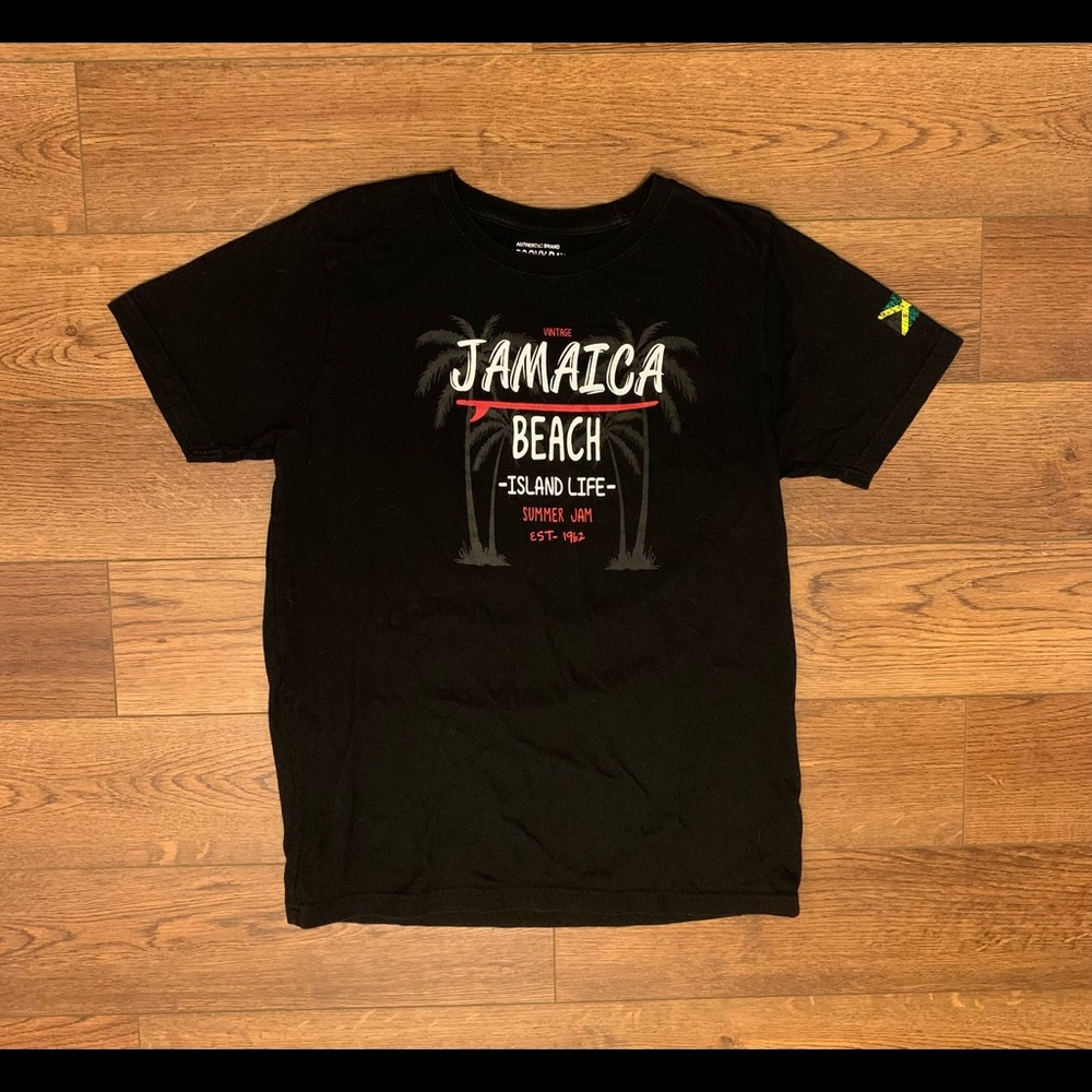 Mens Large Groovy Bay Jamaica Beach Short Sleeve Tee Shirt